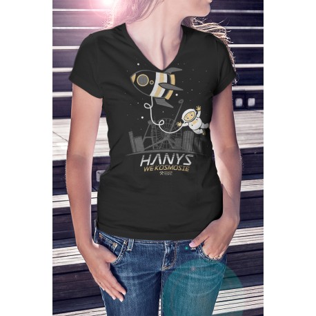 Koszulka Czarna Damska Hanys we Kosmosie