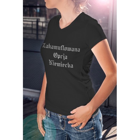 Koszulka Czarna Damska Zakamuflowana opcja niemiecka