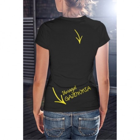 Koszulka Czarna Damska Uwaga Gazownia