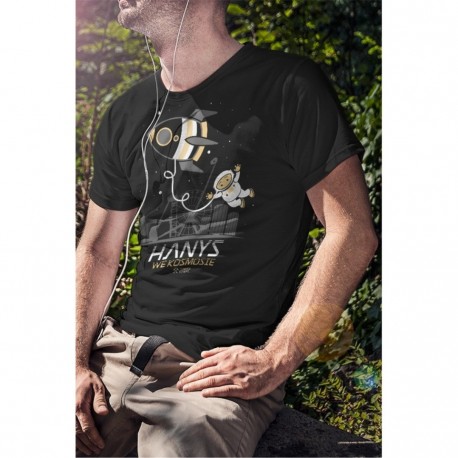 Koszulka Czarna Męska Hanys we Kosmosie